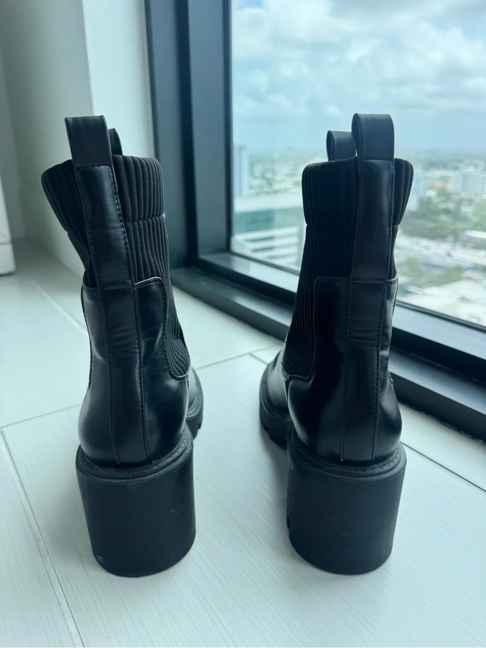 Zara Black Chunky Chelsea Ankle Boots